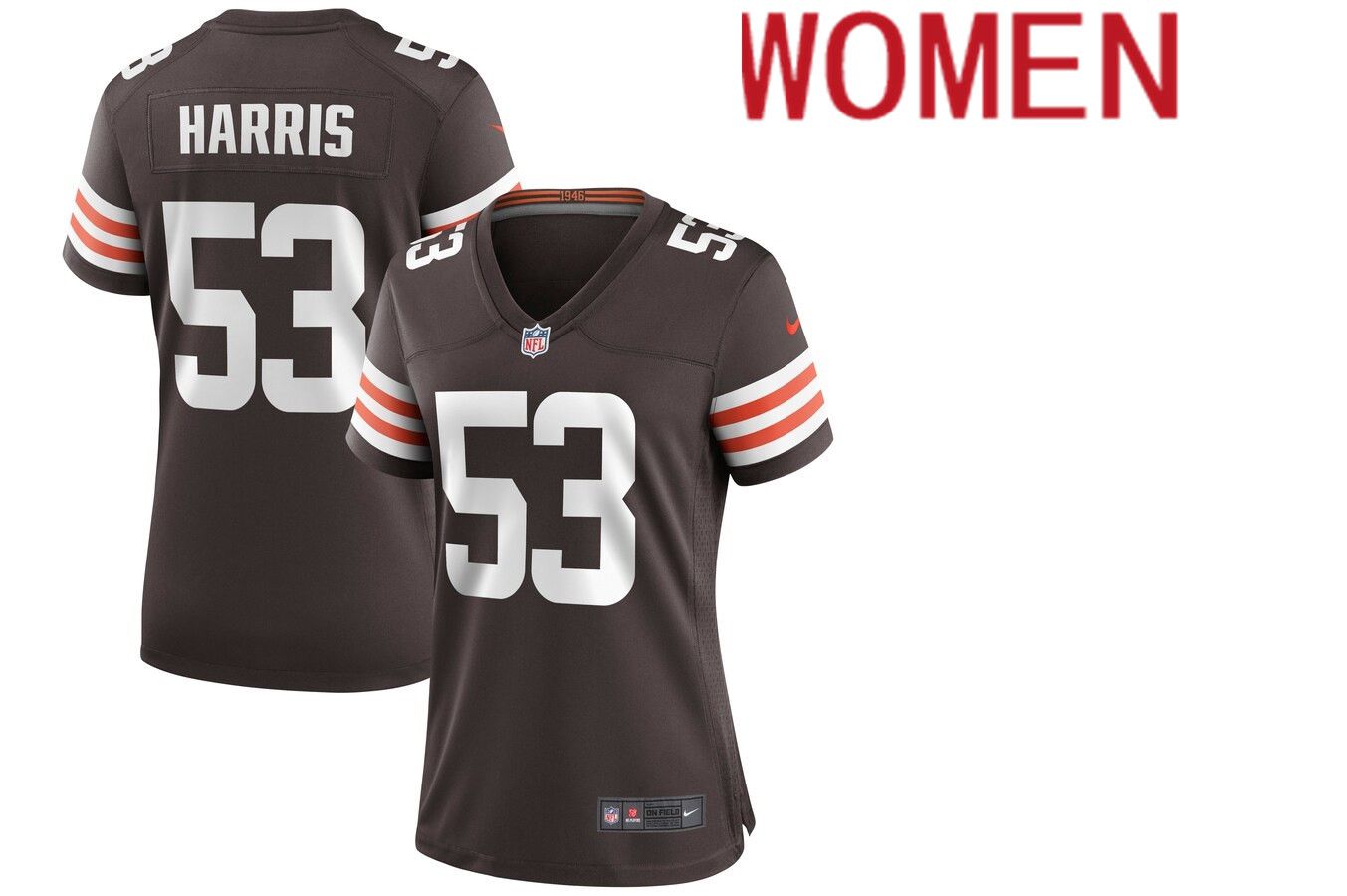 Women Cleveland Browns #53 Nick Harris Nike Brown Game NFL Jersey